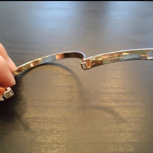 ANN TAYLOR GOLD TONE HINGED 6.5" BRACELET - Picture 2 of 3